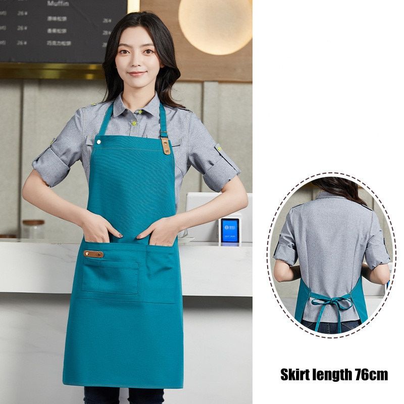 Women's Men's Kitchen Apron Chef Work Barbecue Restaurant Bar Cafe Beauty Barber Pet Shop Studio Uniform Green Halter Neck Custom Logo
