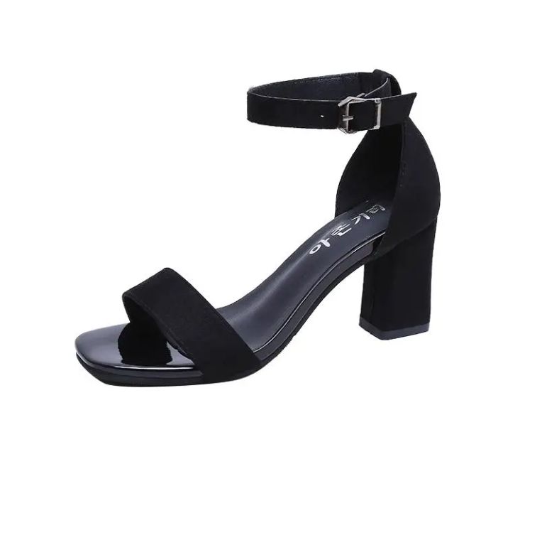 Ladies Fashion Block Heel Sandals -Black