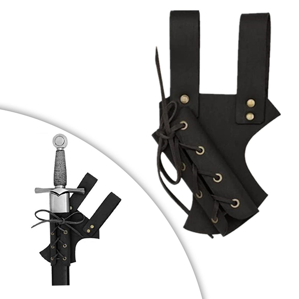 Belt  Sheath Cutlass PU Leather Scabbard For Cosplay Stage Black