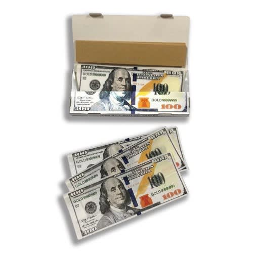 Pack Of $100 Bills Rolling Papers With Filters - Tips