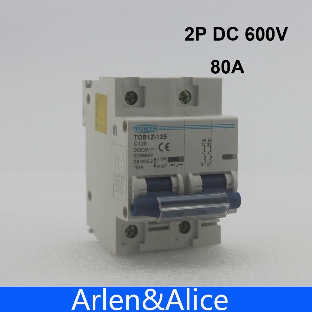 600V 2P Breaker Circuit DC Curve PV System FOR 80A