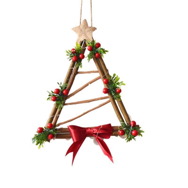 Christmas Wreath Door Window Decoration Rattan with Bow Pine