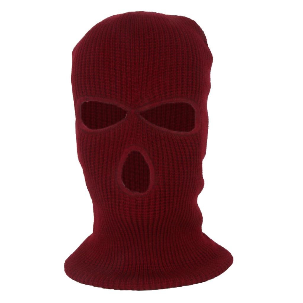 Adult Unisex 3-Hole Balaclava Knit Knitted Full Face Red