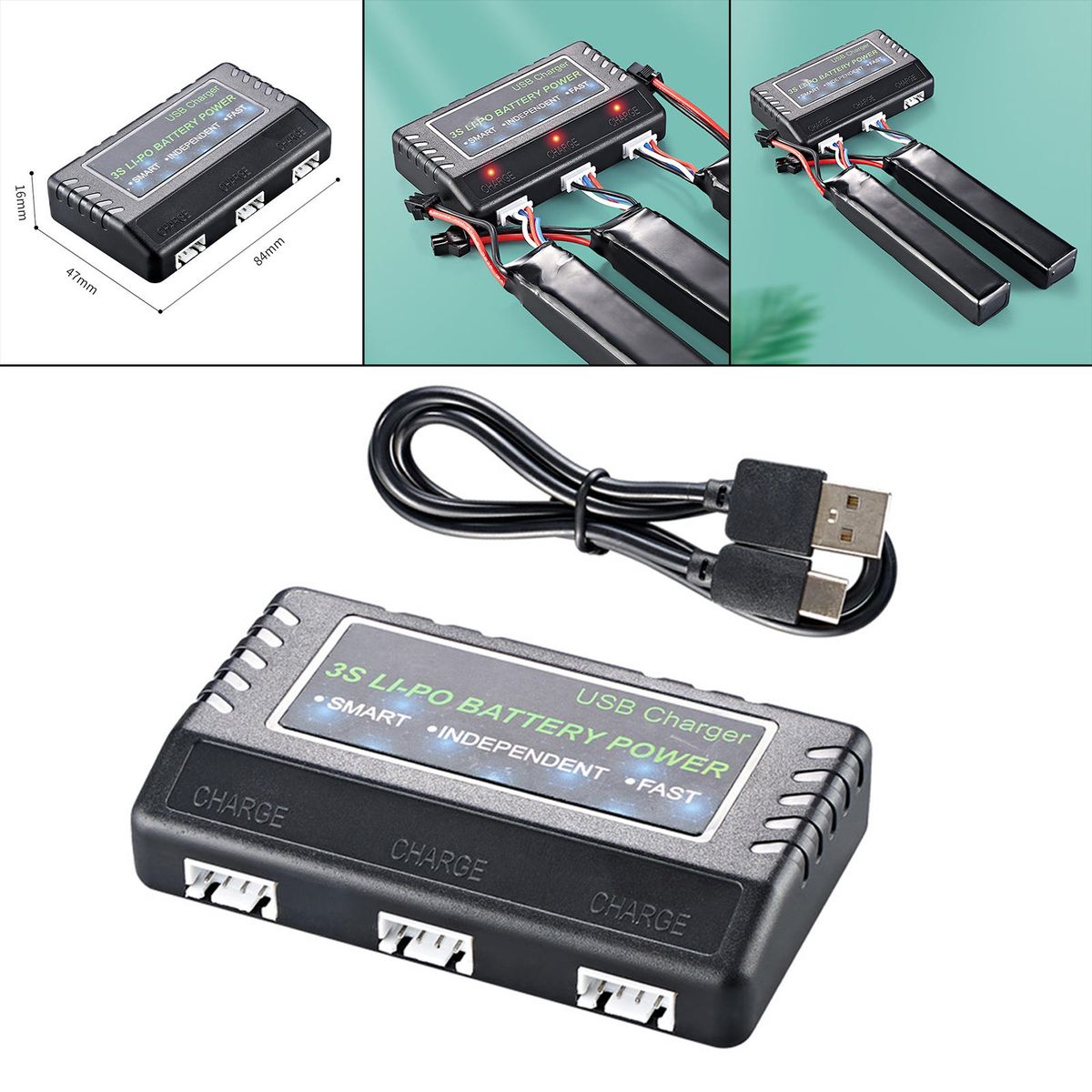 11.1V LI-Po Battery Charger USB 800MA For 3S Batteris Lithium Battery