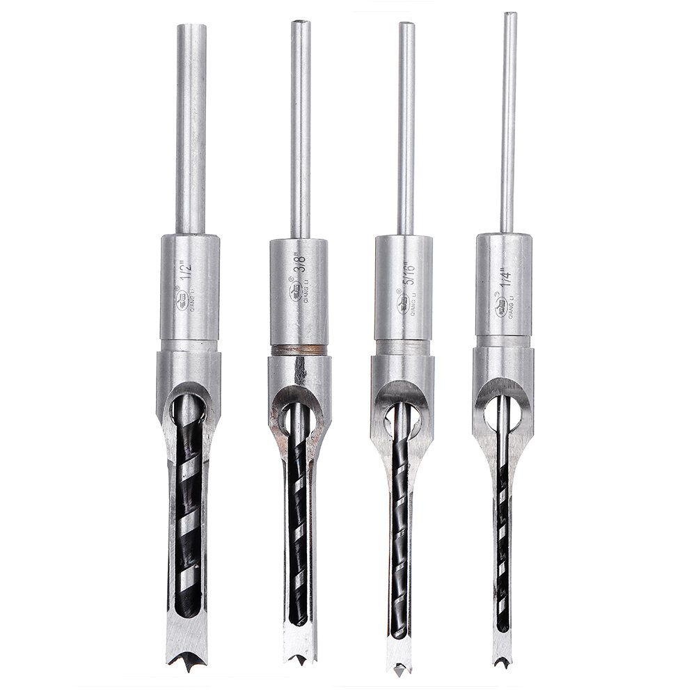 4PCS 6.35/7.94/9.5/12.7mm Woodworking Square Hole Drill Bit