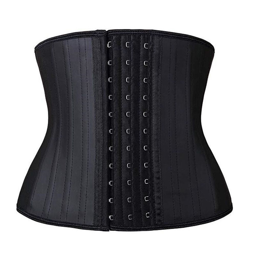 25 Steel Bone Rubber Waist Trainer Cincher Corset Belly Slimming Loss-110299 Blk 24cm
