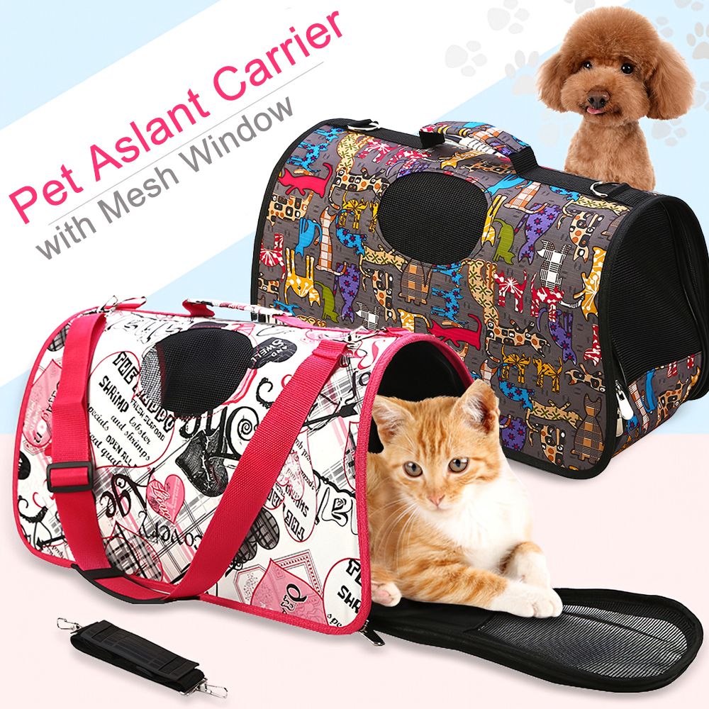 Pet Carrier Aslant Bag Mesh Window Dog Carrier Oxford Cloth