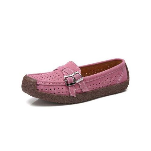 EUR Size 35-41 High Quality Flats Women Suede Leather Flats Shoes Handmade Comfort Loafers Pink