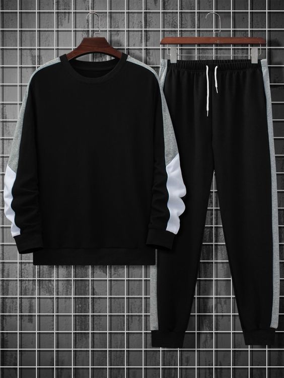 Men Side Panel Pullover & Sweatpants - Multi