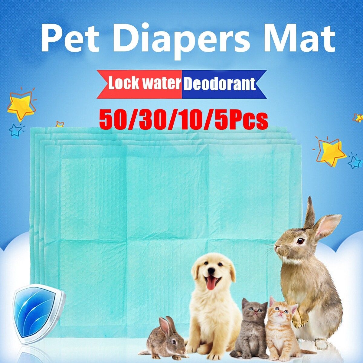 50/30/10/5Pcs Pet Puppy Dog Cat Disposable Training Pee Pads Deodorant Mat Diaper Pads Mat (S:45x60cm,M:33x45cm) M 10Pcs