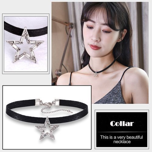 Ladies Necklace Black Neckband Clavicle Chain Women's Personality Choker E