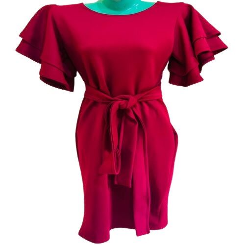 Bodycon Dress With Short Flared Sleeves