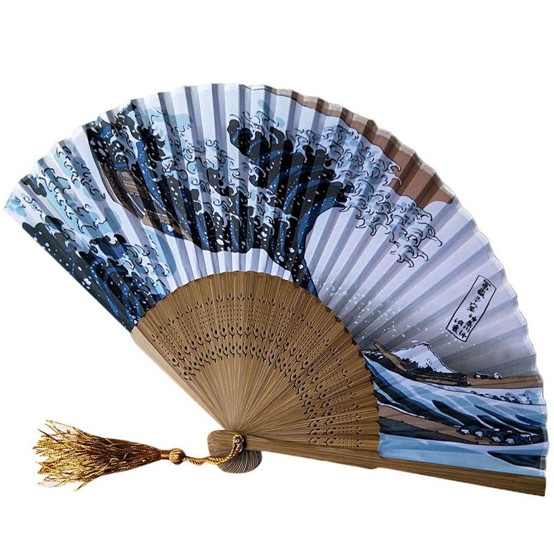Handheld With Print Drop Fridge Fans Japanese Traditional #0509 Art Fan 2020 Ukiyo-e Practical Folding Japanese Gift Home Craft