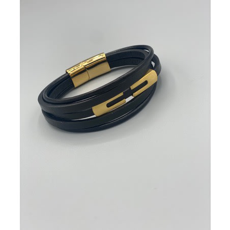Multiple Layers Men&rsquo;s Leather Bracelet - Black