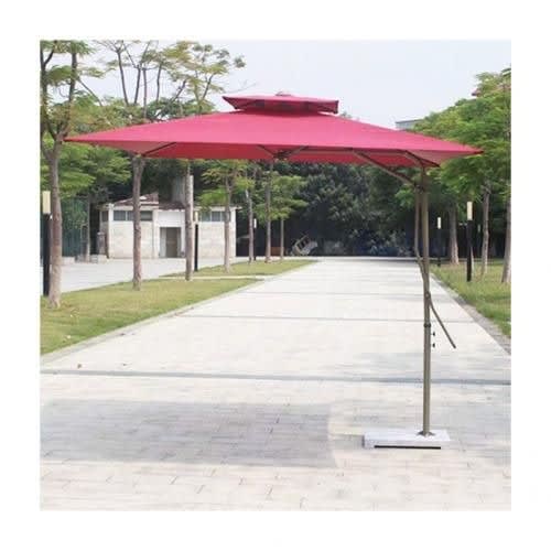 Outdoor Garden Umbrella With Marble Base- Wine