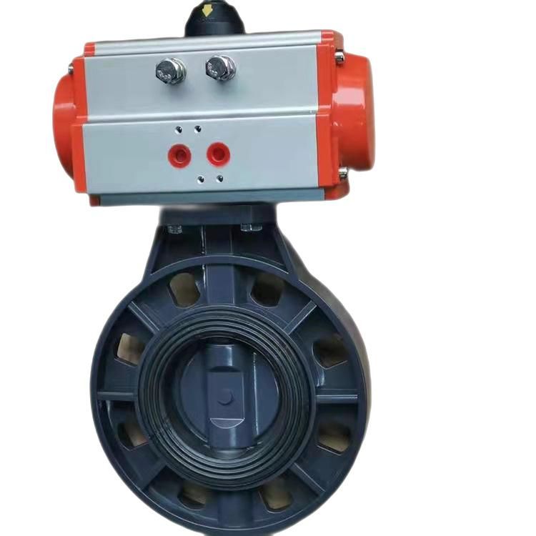 UPVC Pneumatic Butterfly Valve Plastic PVC Pneumatic Butterfly Valve Pneumatic Plastic Butterfly Valve GT Pneumatic Butterfly Valve DN50-300