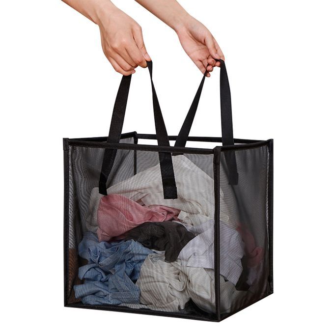 Foldable Portable Sheer Mesh Laundry Hamper Storage Bag-1