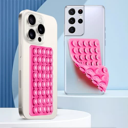 Double Sided 50 Cups Silicon Suction Phone Holder - Pink