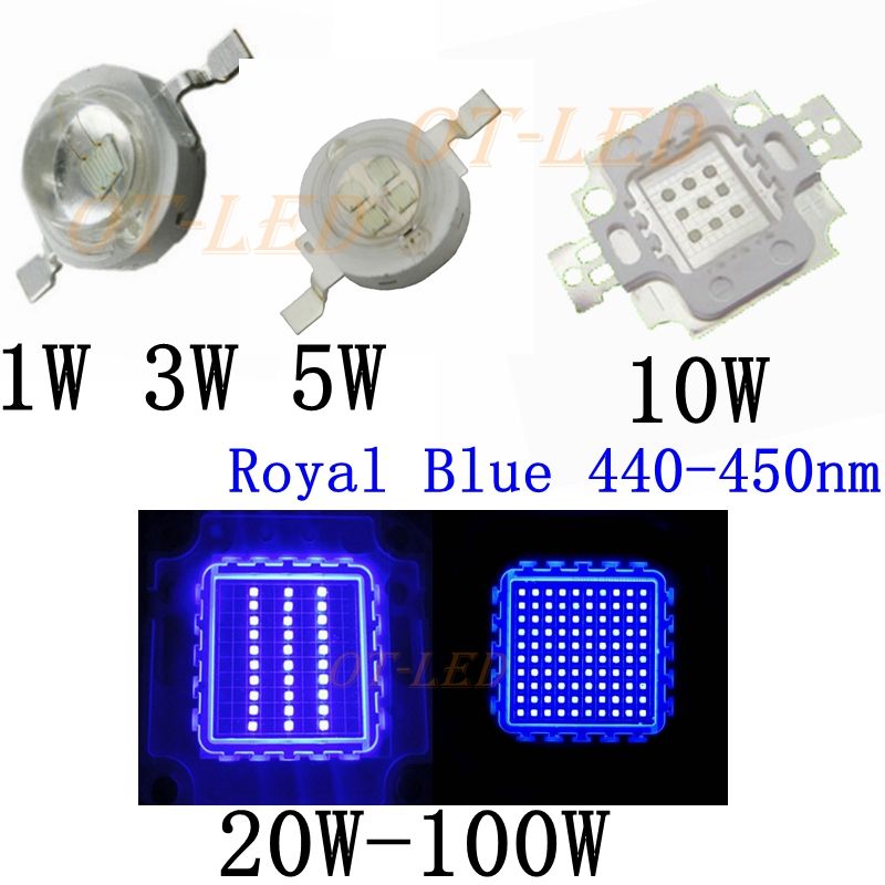 High Power Royal Blue LED Grow 440nm 450nm 1W 3W 5W 10W 20W