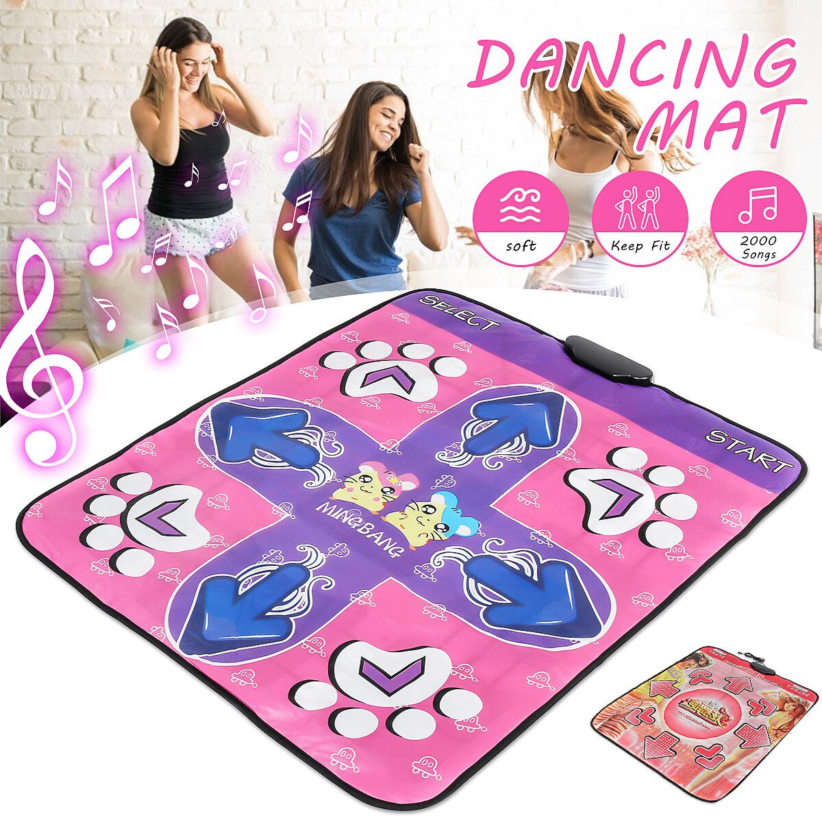 2000 Songs USB Non-Slip Dancing Step Dance Mat Pad For PC TV Video Household Kid Gift Purple