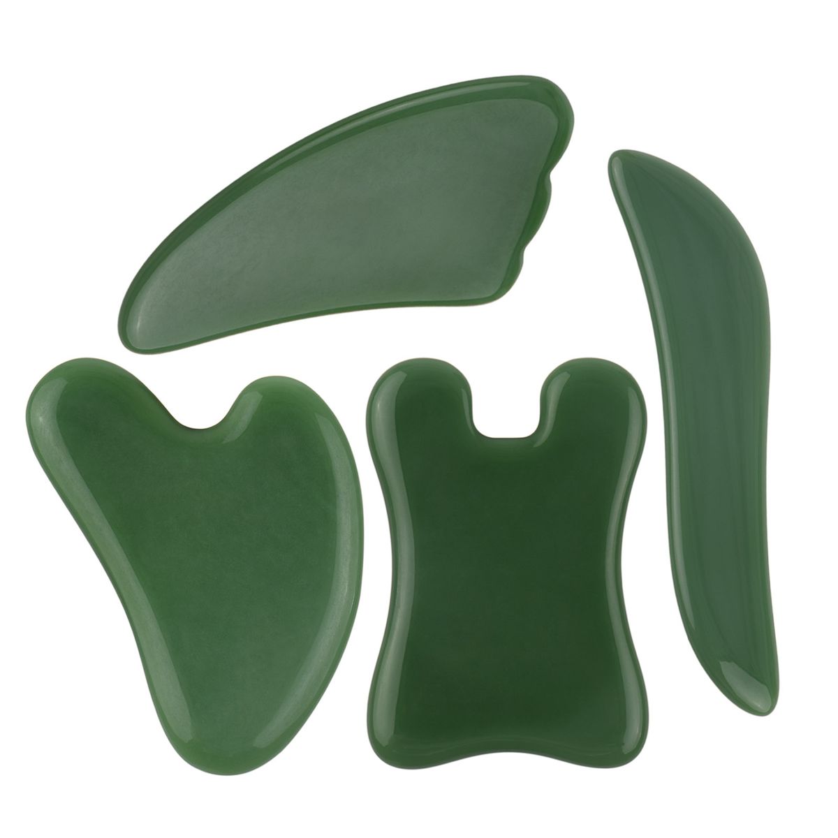 Jade Guasha Massage Tool Set 4 Pack Gua Sha Facial Tool