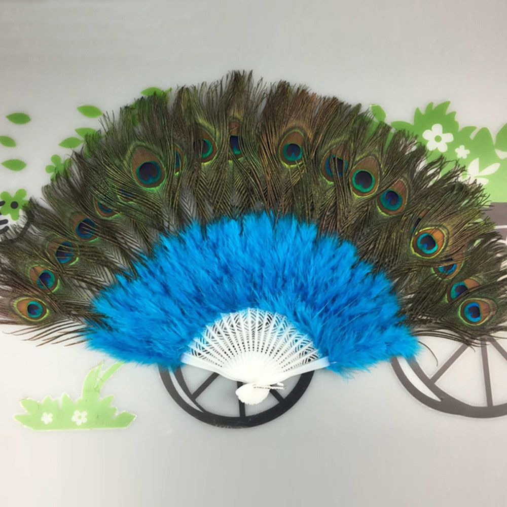 Showgirl Decal Wedding 25#Folding Fan Folding Dance Large Hand Fan Feather Held Gifts Party Decor Elegant Hand