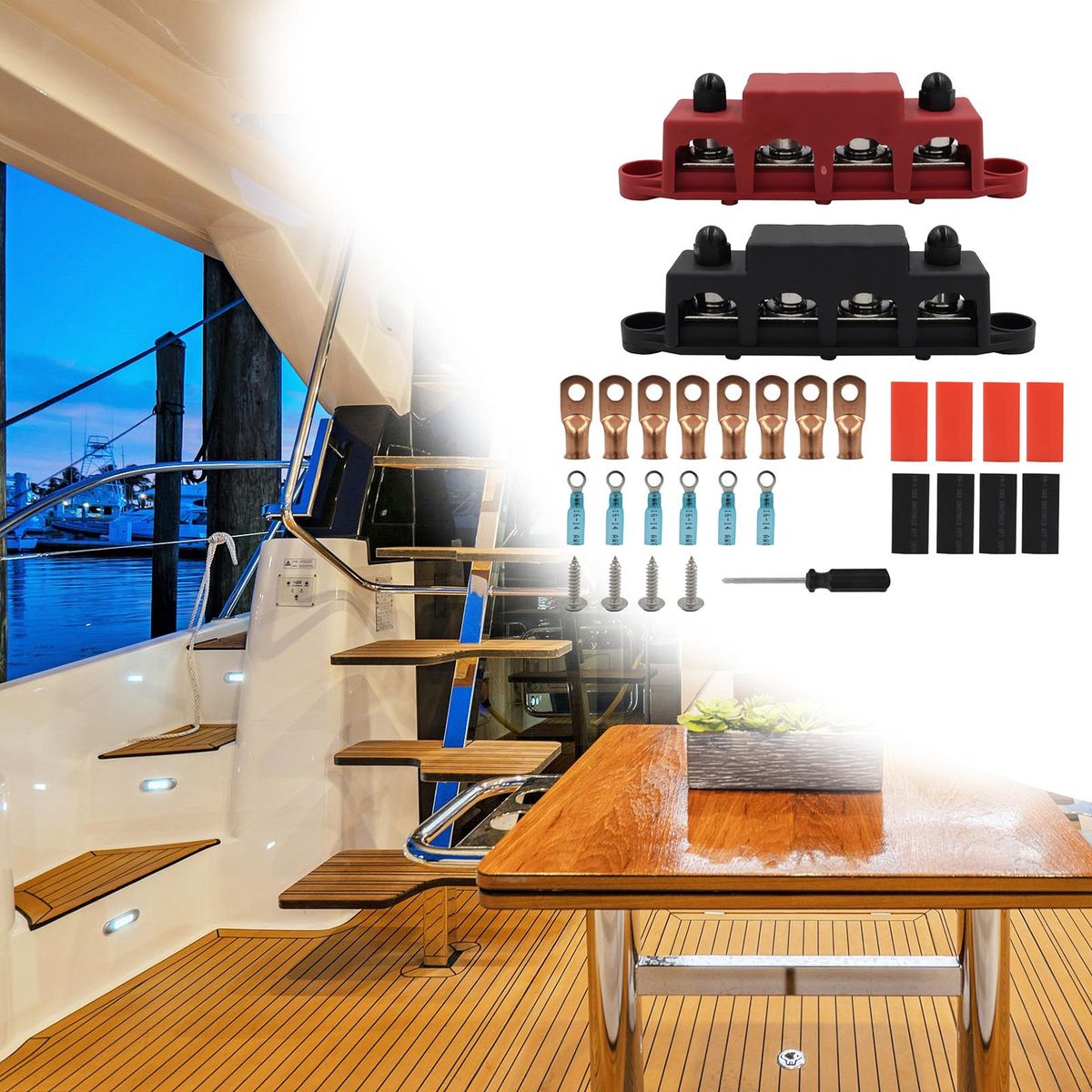 4 Post Power Distribution Block Bus Bar Marine M10 1 Pair