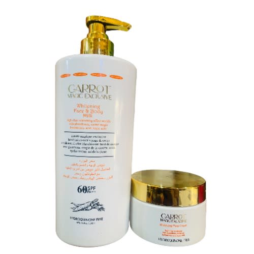 Carrot Whitening Body Milk - 500Ml  And Face Cream - 30ml