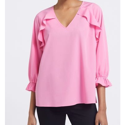 Ruffle Front Blouse- Pink