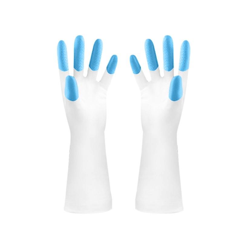 PVC Dishwashing Gloves Reusable Cleaning Gloves (Blue)