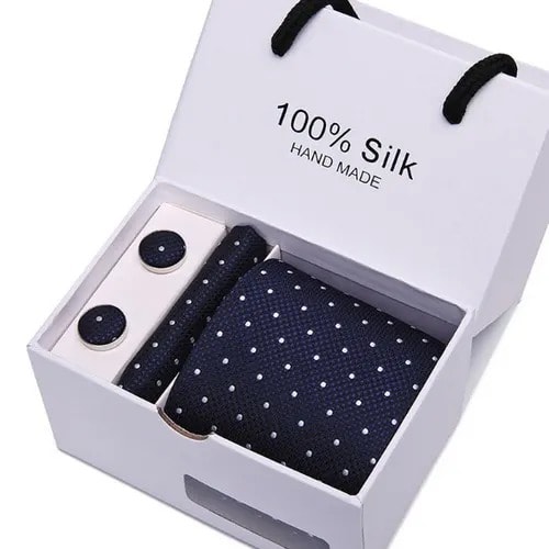 Necktie Set With Handkerchief And Cufflinks In Gift Box