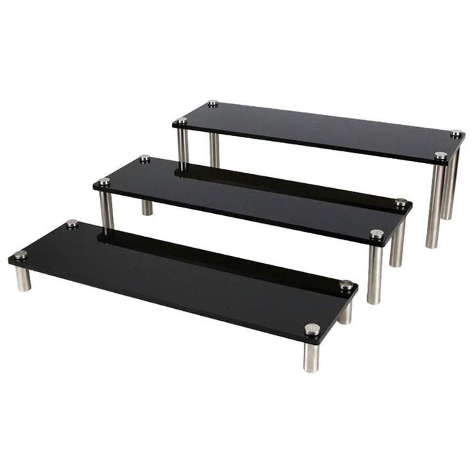 3 Tier Black Acrylic Display Riser Desserts Holder For Collection
