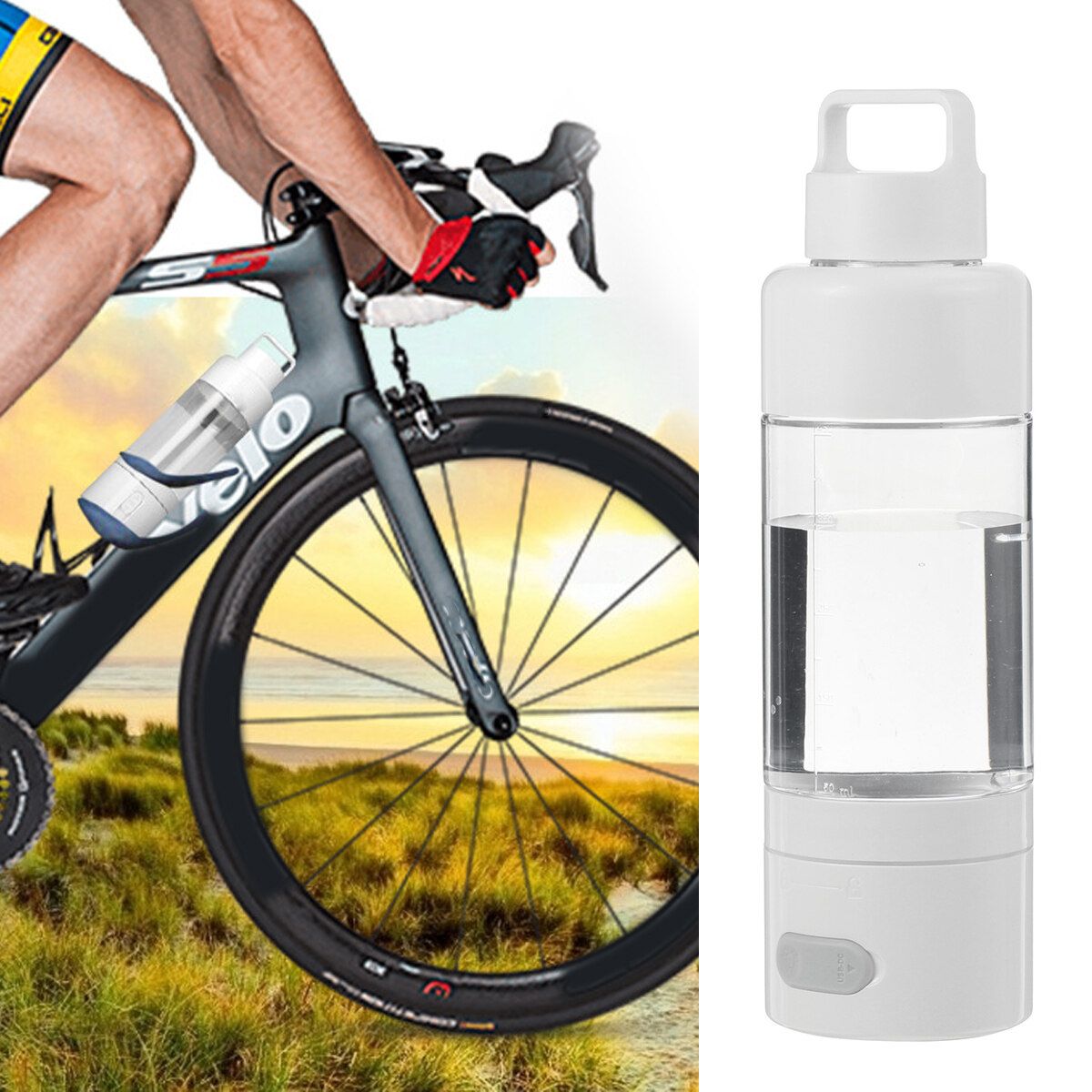 600ml USB Hydrogen Rich Alkaline Water Ionizer Health Bottle Cup