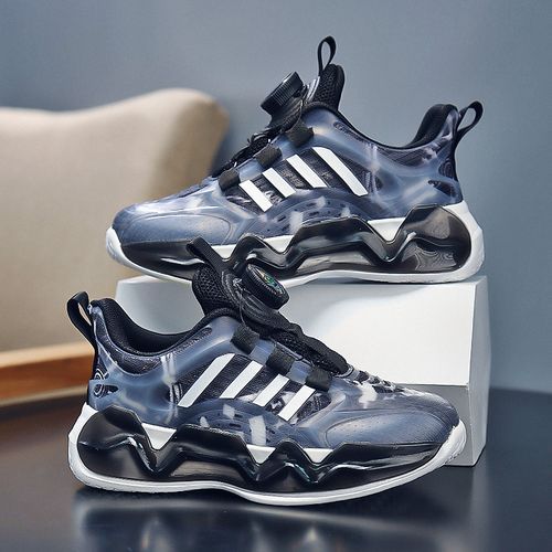 Mesh Girls Shoes Breathable Kids Sneaker Shoes Rotating Buckle Black