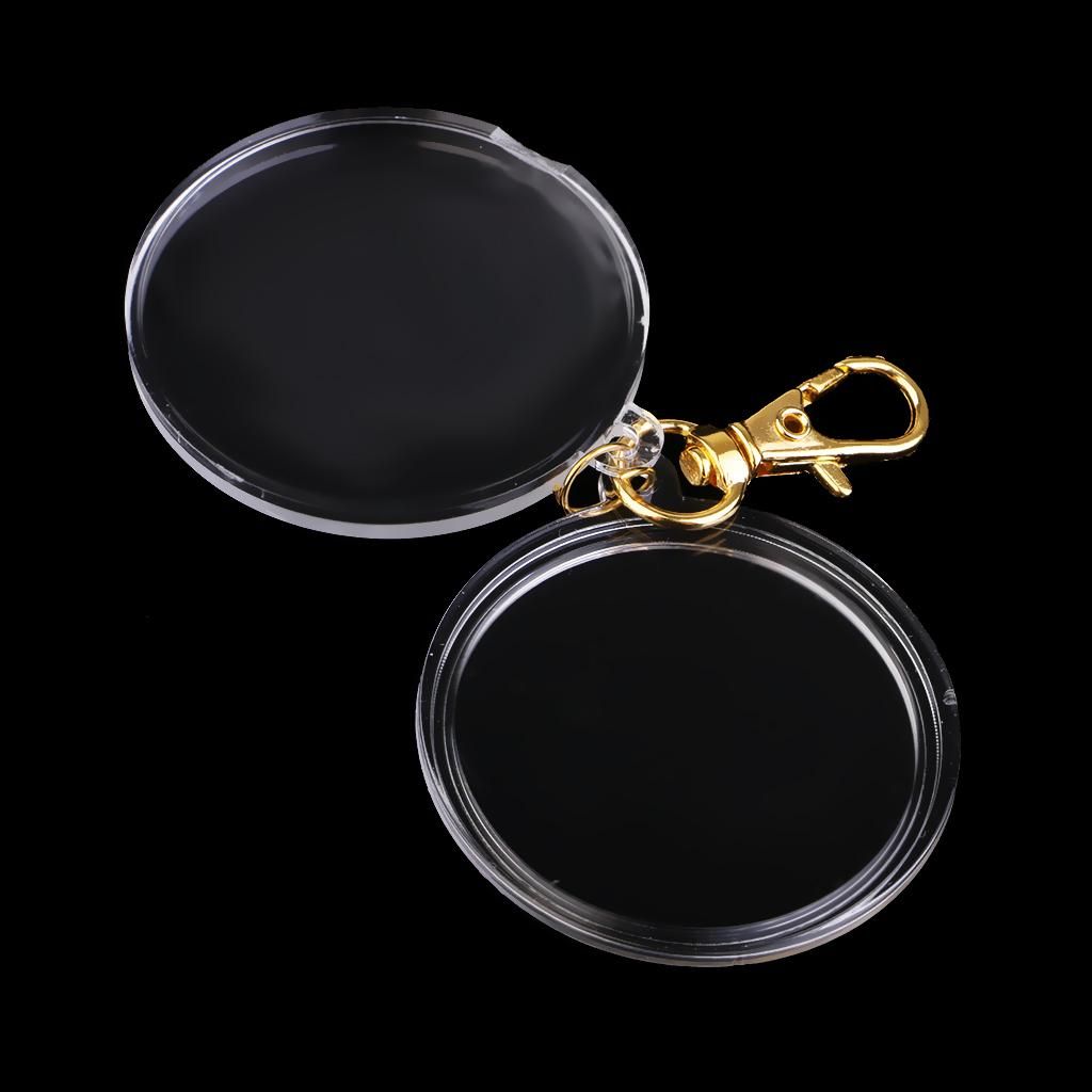 Clear Coin Holder Box Key Ring Keychain 40mm DIY Collection Box