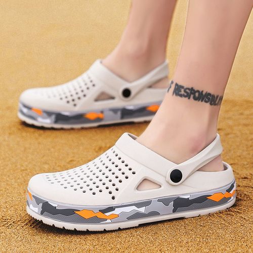 Men's Beach Shoes Outdoor EVA Hole Sandals-White