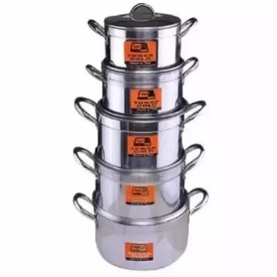 Aluminum Pot Set With 5 Lids - 5 Pieces