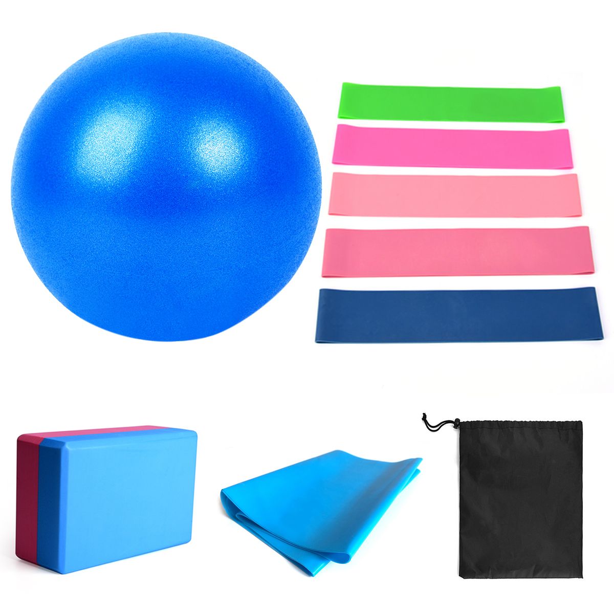 11pcs Yoga Ball Set With Yoga Block Resistance Bands Fitness
