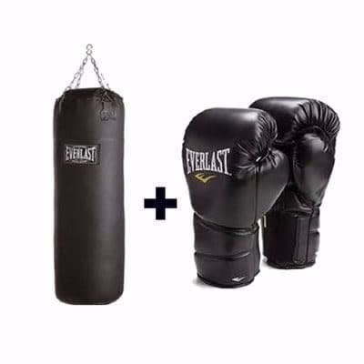 Everlast Elite Punch Bag & Boxing Gloves - Black