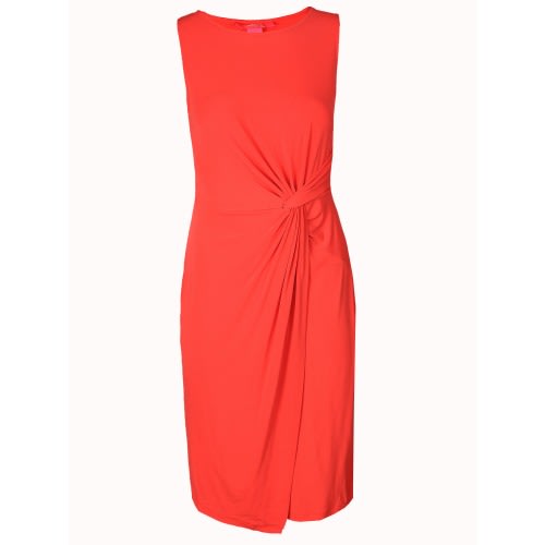 Ladies' Stretchy Sleeveless Wrap Dress - Orange - Lg-5084