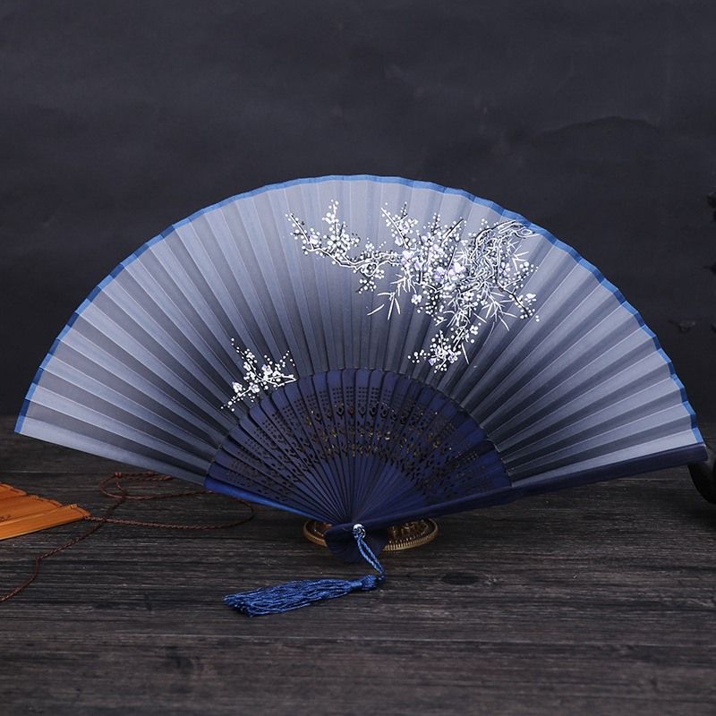 Printed Crafts Fans Spun Carved Dropshipping Folding Vintage Hollow Fan Hand Flower 1pc Decoration Silk Chinese @ Decorative
