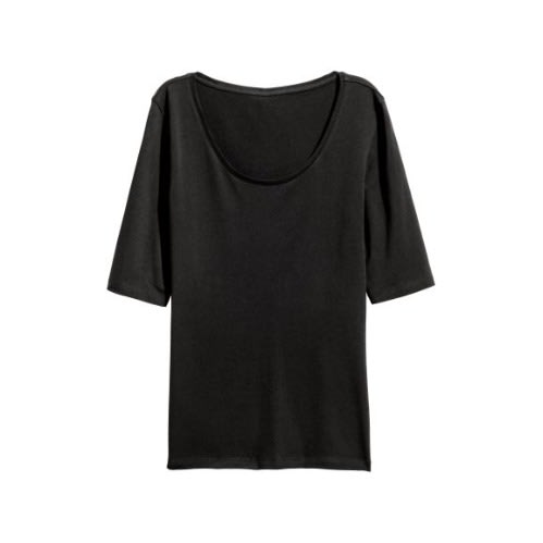 Scoop Neck Jersey T-shirt- Black