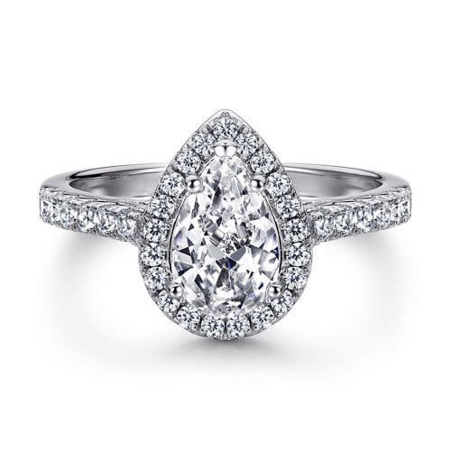 Ladies Engagement Ring - S925 - Drop Shape - Silver