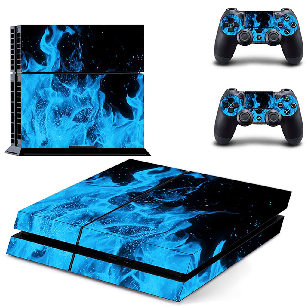 Ice  Whole Body Wrap Vinyl Decal Sticker For PS 4 Blue  Fire