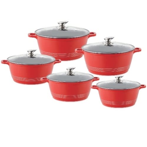 Durane Die-cast 5 Set Non-stick Pots - Red