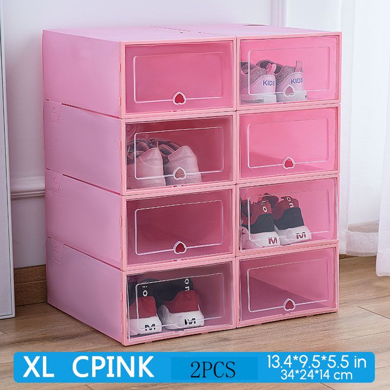 2pcs Transparent Shoe Box Shoes Organizers Plastic Durable