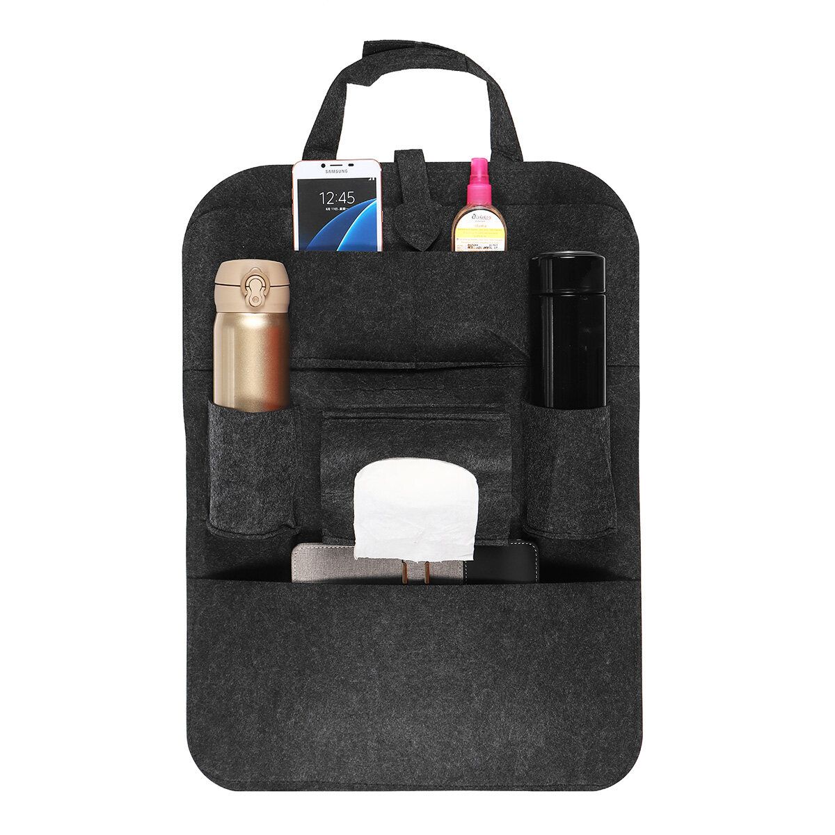 Car Back Seat Organizer Multi-pocket Holder Travel Felt Storage Bags Deep Gray