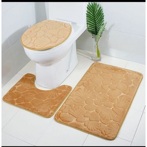 3Pcs/Set Bathroom Pedestal Rug + Lid Toilet Cover + Bath Mat