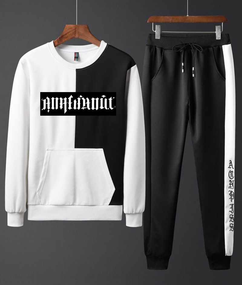 2 In 1 Men's Tracksuit Set Jogger Sweatpants Sport Suit White