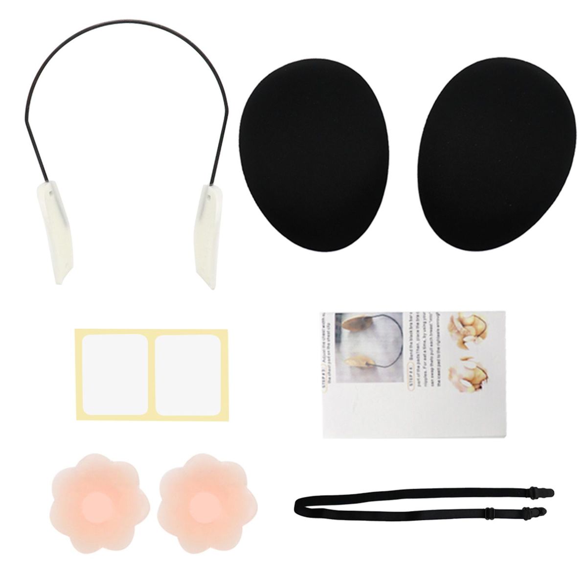 Womens Deep Push-up Frontless Bra Kit Deep Plunge Bra Kit Frontless Backless Strapless Bra Adhesive Bras Wire Kit with 1 Pair Petal Nipple Covers